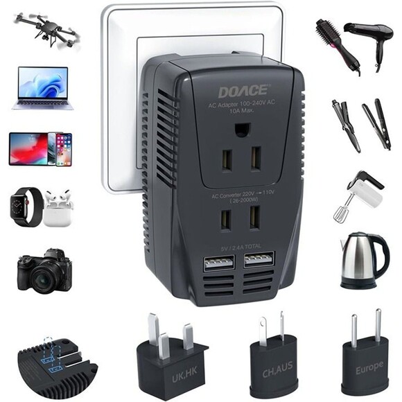 2000W 220V to 110V Converter for European Travel - Picture 1 of 8